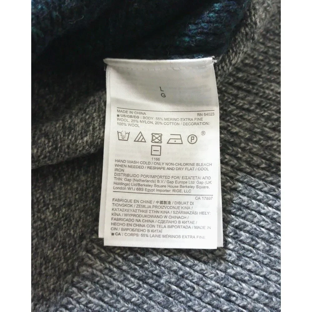 Banana Republic Men's Merino Wool Blend Crewneck Sweater Gray Colorblock L